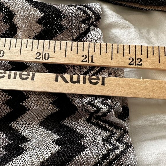 Susan Graver Women's Chevron Pattern Sheer Cardigan Jacket 2X Black Beige - Picture 10 of 10